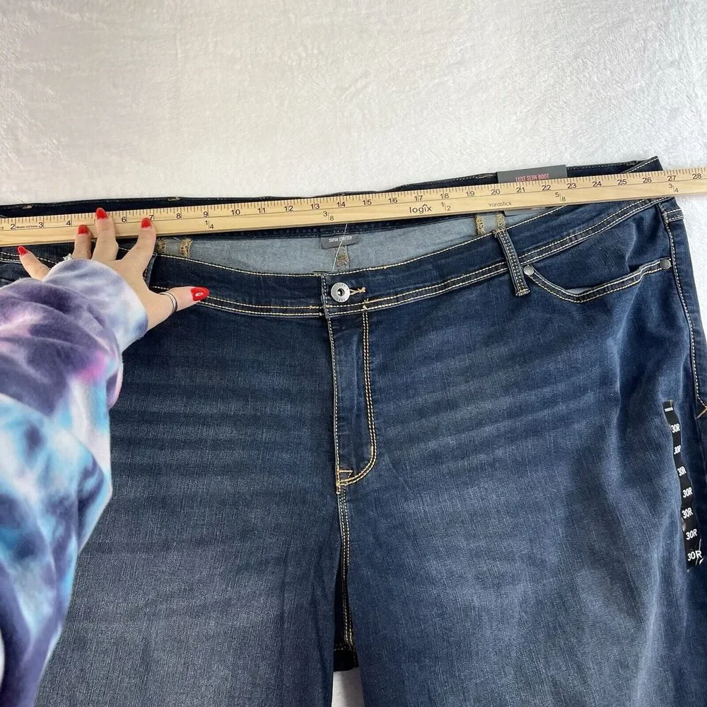 Torrid Plus 30 Luxe Slim Boot Cut Jeans Super‎ Stretch Mid Rise Rainstorm NEW